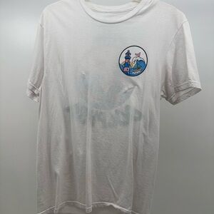 Pink Dolphin White Tee with Lighthouse Graphic